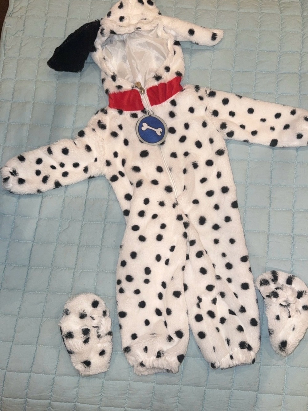 EUC Dalmatian Spot Fleece One-Piece with Hood costume for infant 3-6 mos.